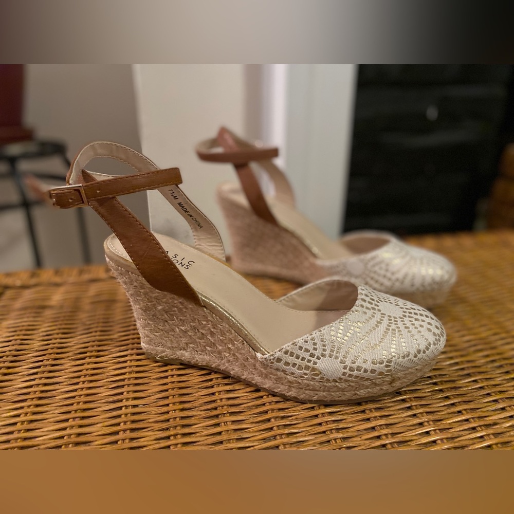 Basic Editions White Espadrilles- New, Never Worn